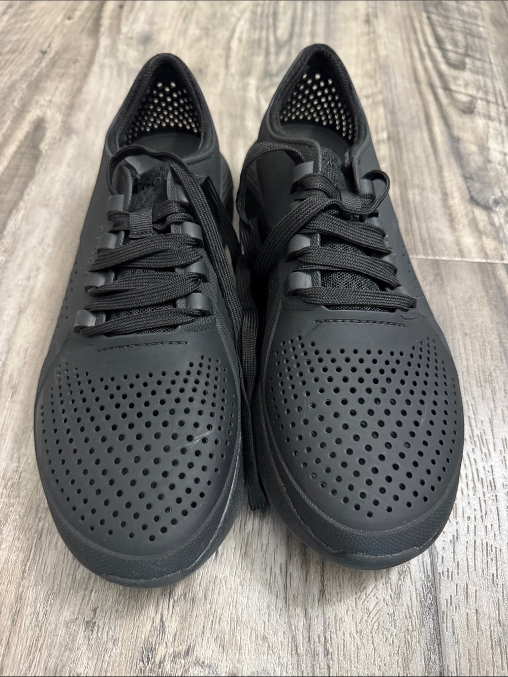 Men’s Crocs LiteRide Pacer Sneaker Water Shoes Black 11 Laces